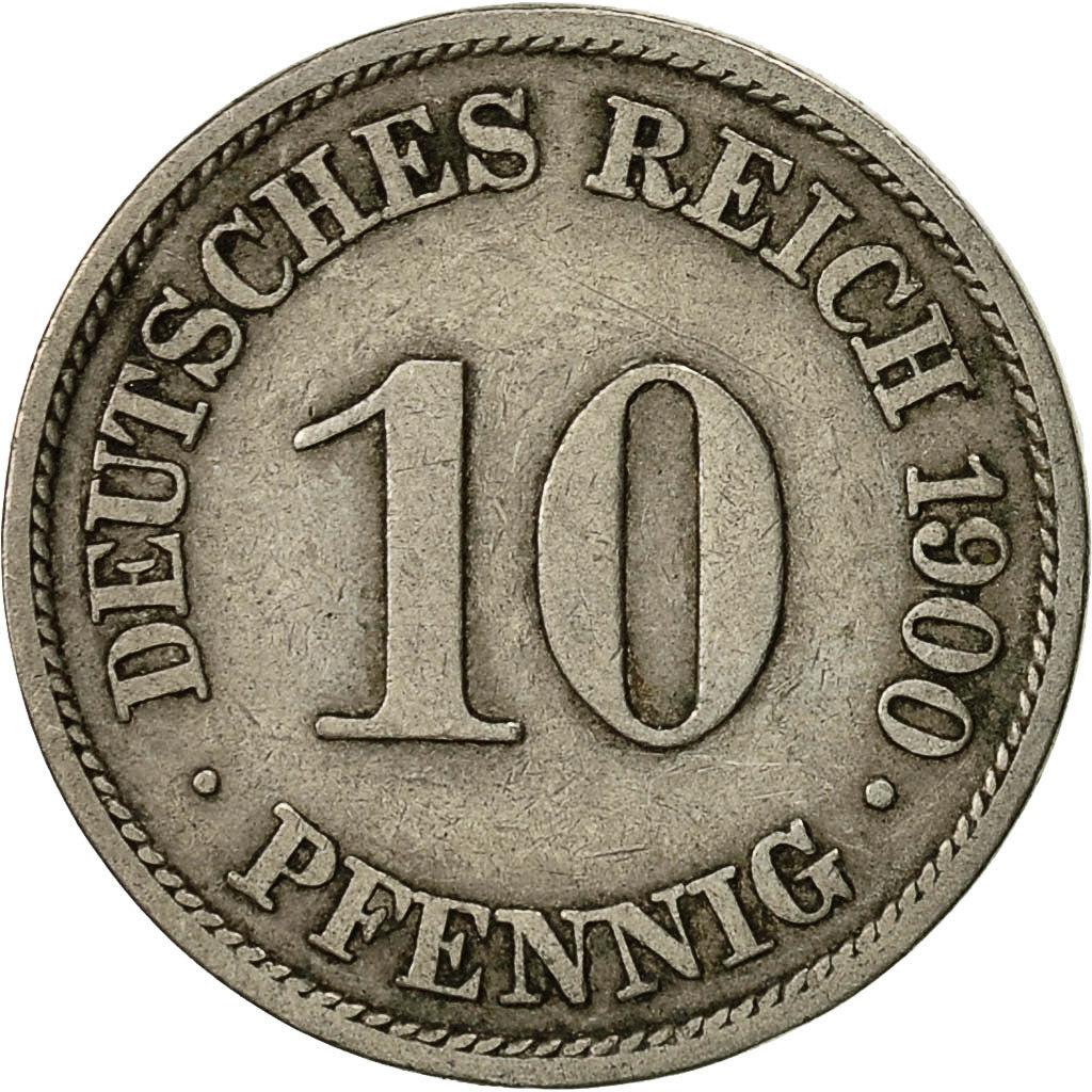 Coin, GERMANY - EMPIRE, Wilhelm II, 10 Pfennig, 1900, Berlin, EF(40-45)