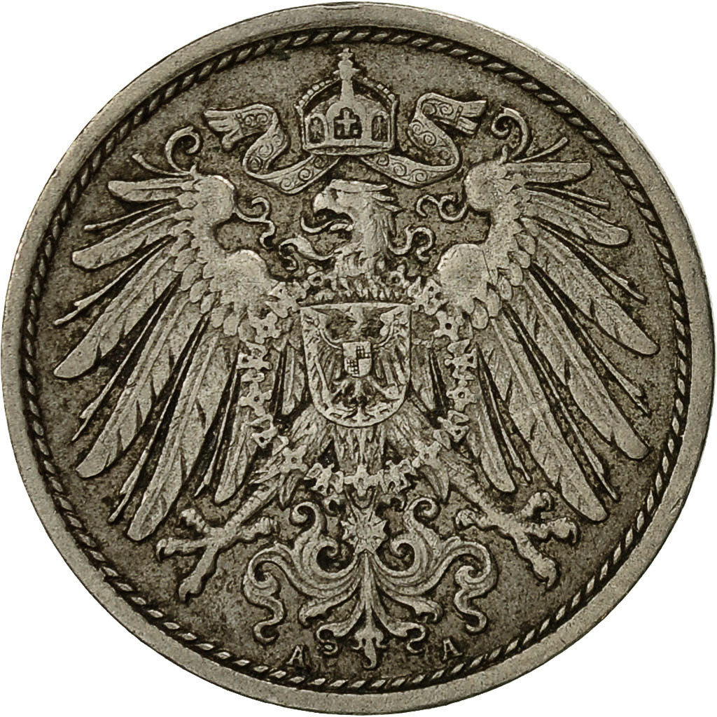 ALEMANIA - IMPERIO, Wilhelm II, 10 Pfennig, 1900, Berlin, MBC, Cobre - níquel
