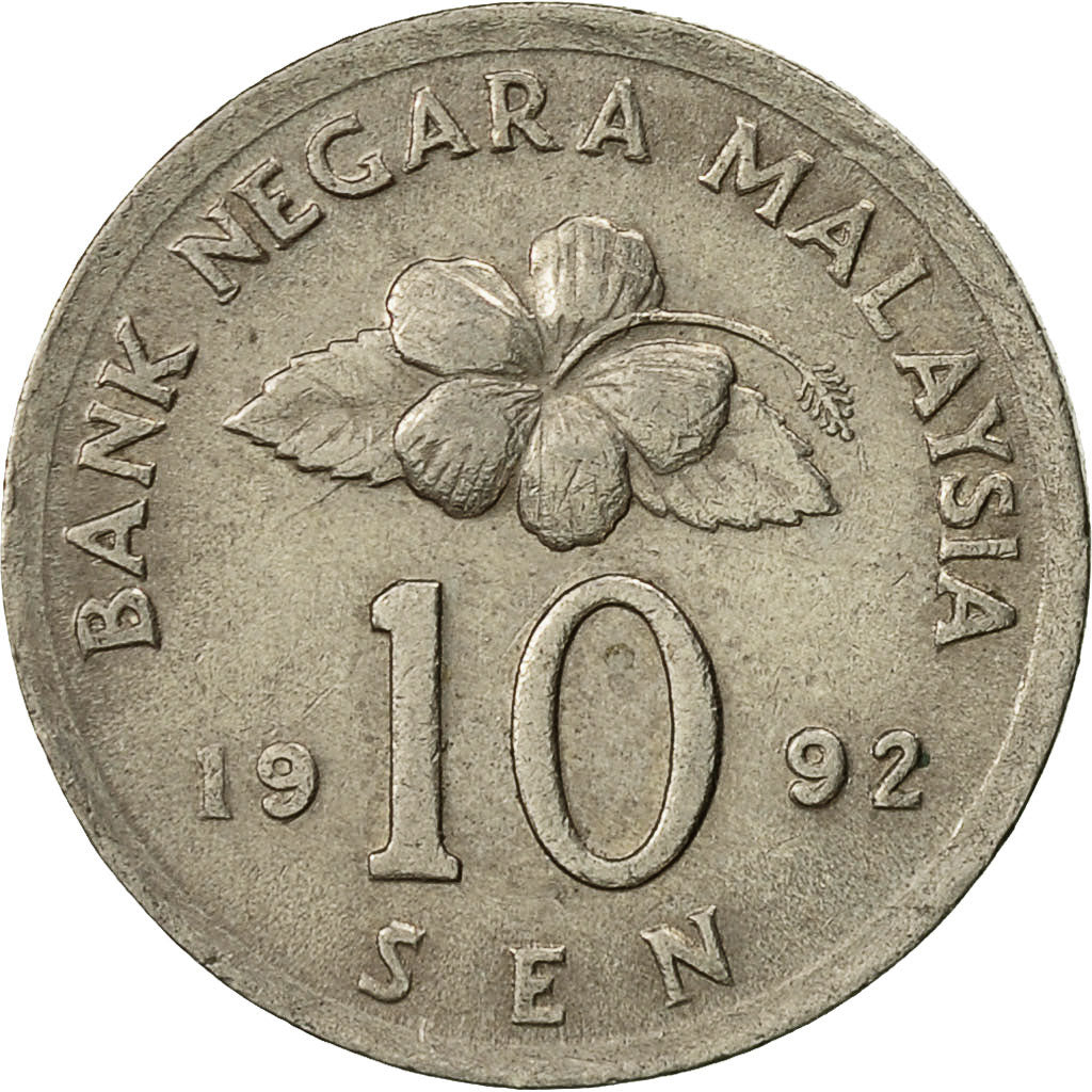 Coin, Malaysia, 10 Sen, 1992, EF(40-45), Copper-nickel, KM:51
