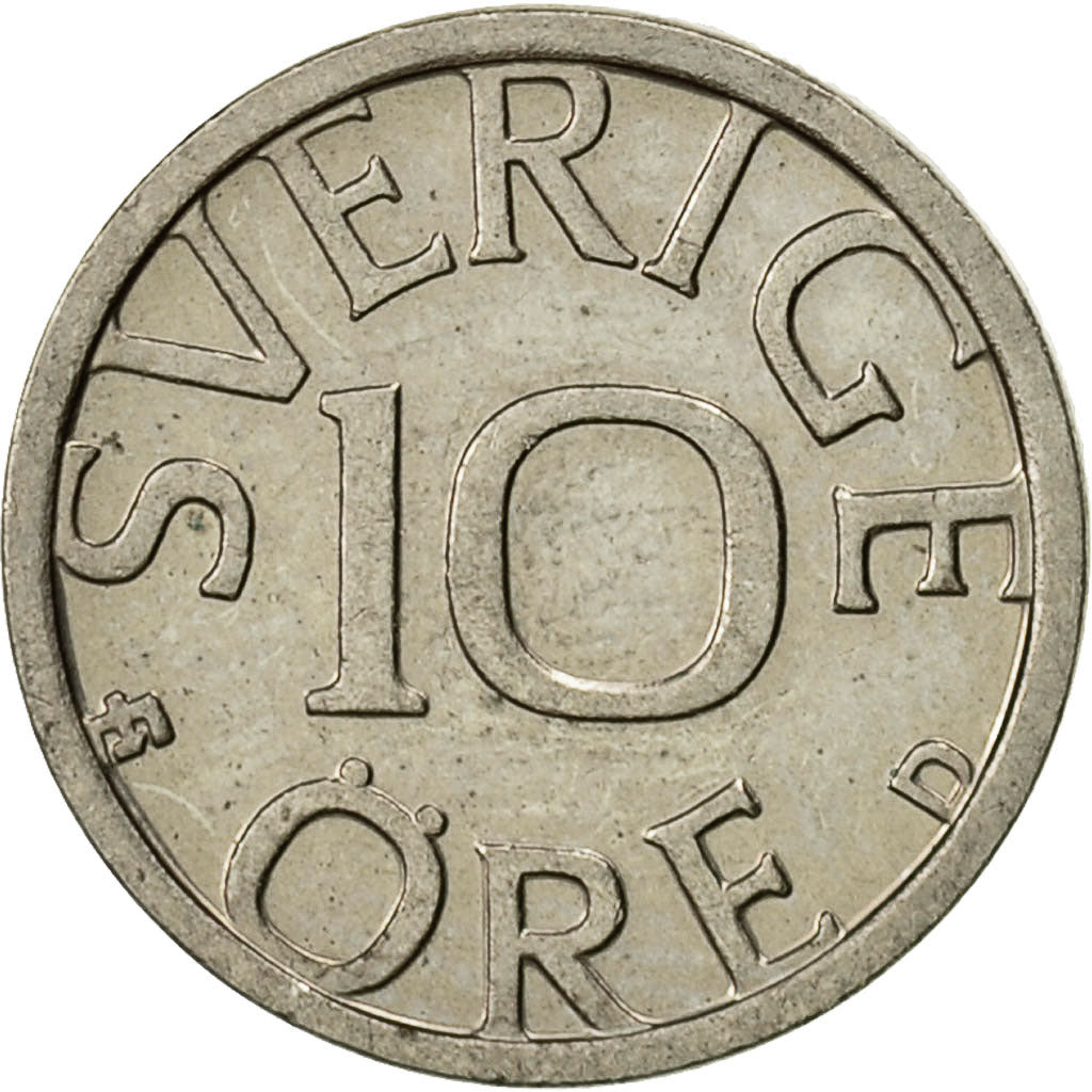 Coin, Sweden, Carl XVI Gustaf, 10 Öre, 1987, AU(55-58), Copper-nickel, KM:850