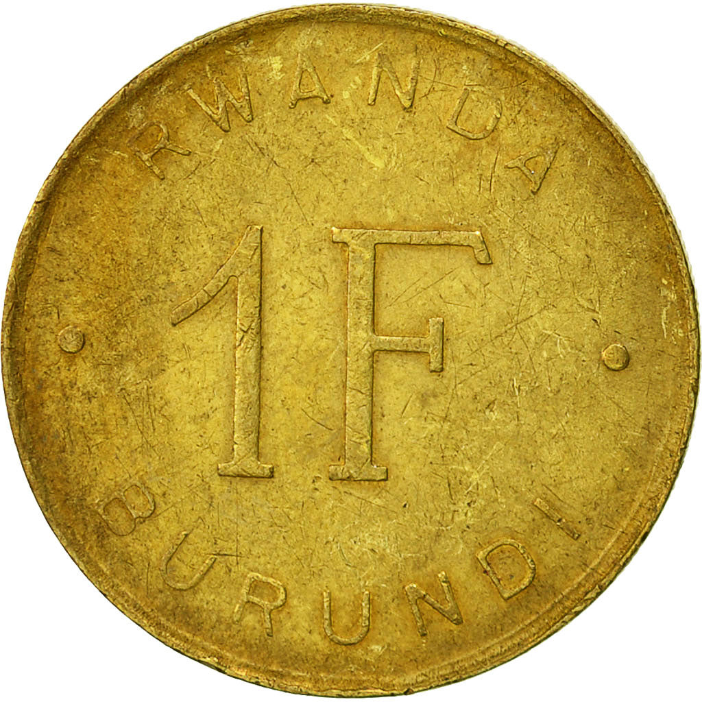 RWANDA & BURUNDI, Franc, 1961, MBC, Latón, KM:1