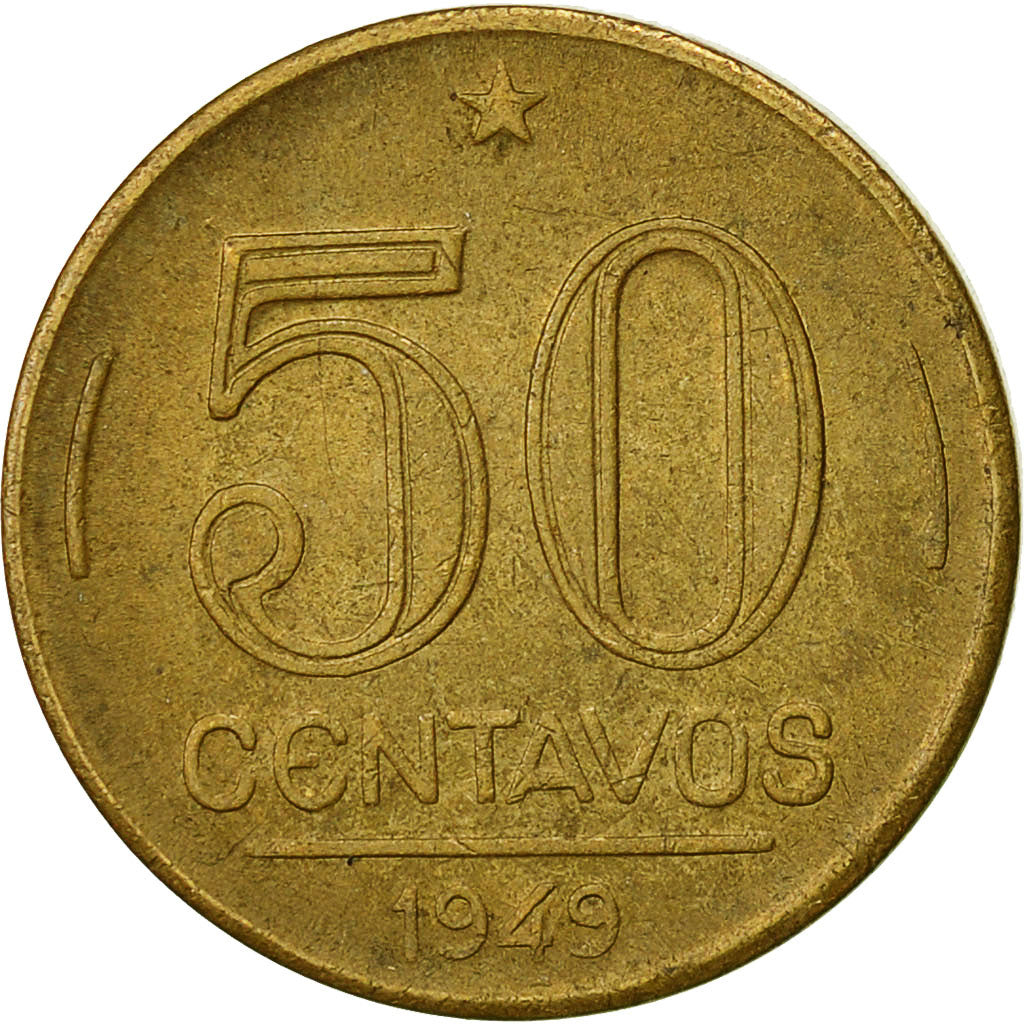 Coin, Brazil, 50 Centavos, 1949, EF(40-45), Aluminum-Bronze, KM:563