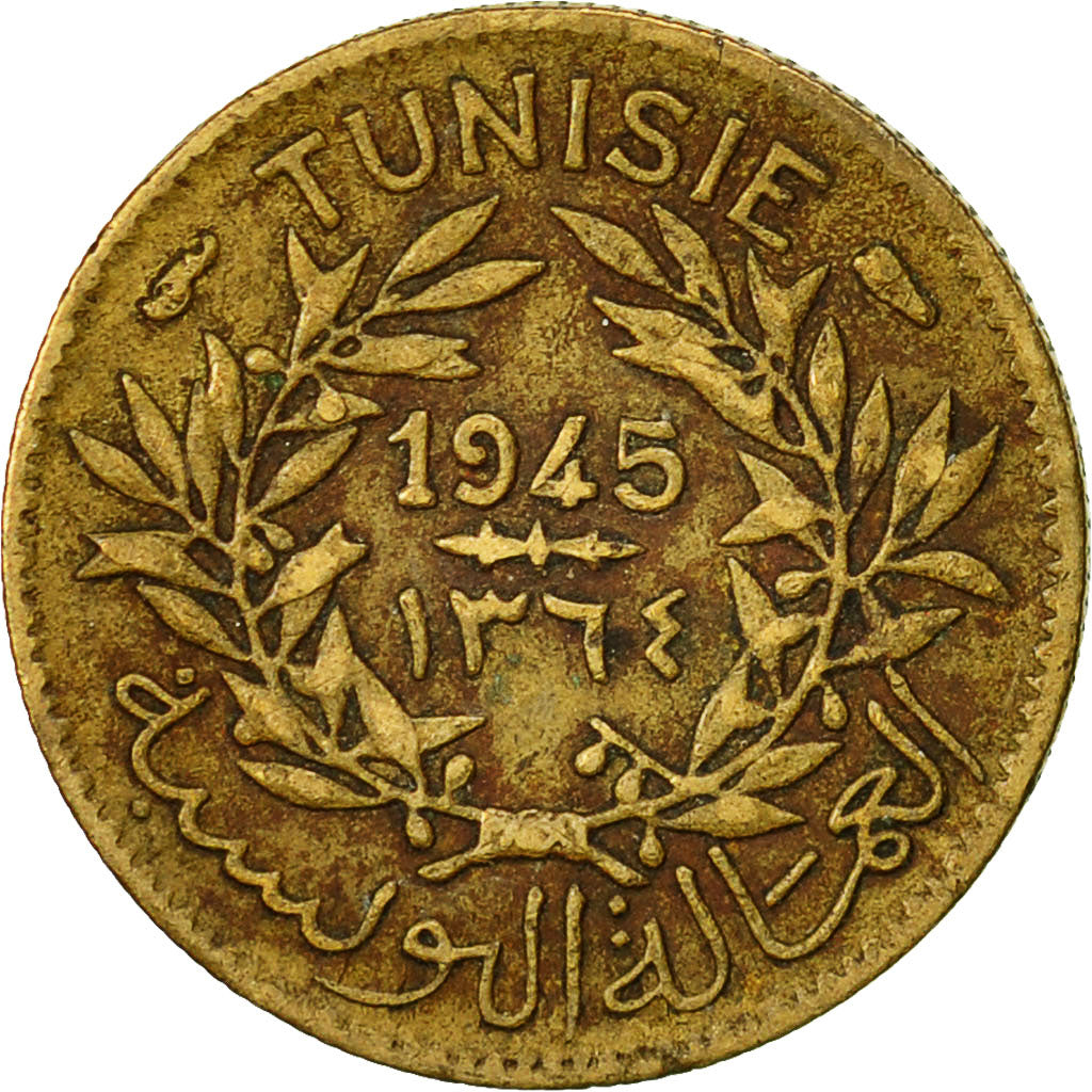 Coin, Tunisia, Anonymous, 50 Centimes, 1945, Paris, EF(40-45), Aluminum-Bronze