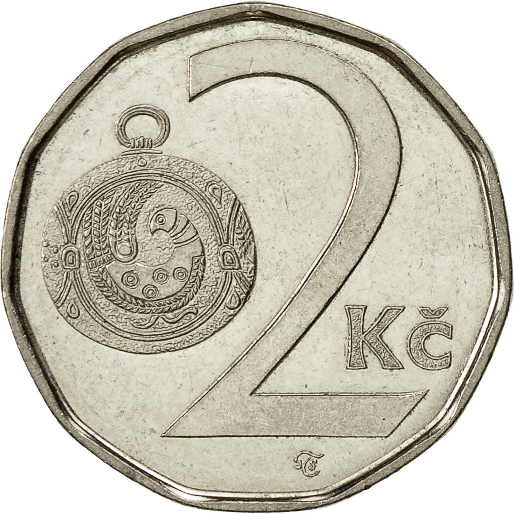 Coin, Czech Republic, 2 Koruny, 2001, EF(40-45), Nickel plated steel, KM:9