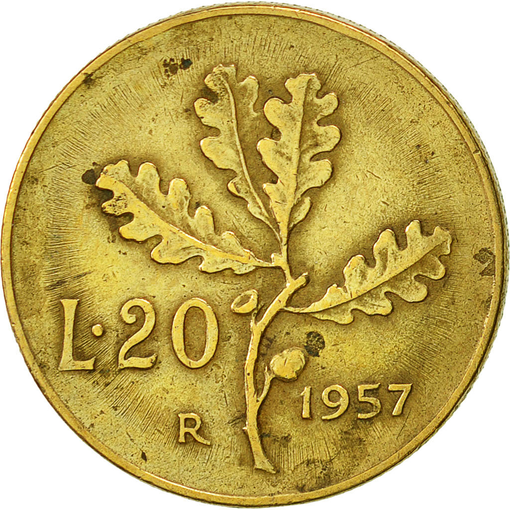 Monnaie, Italie, 20 Lire, 1957, Rome, TTB, Aluminum-Bronze, KM:97.1