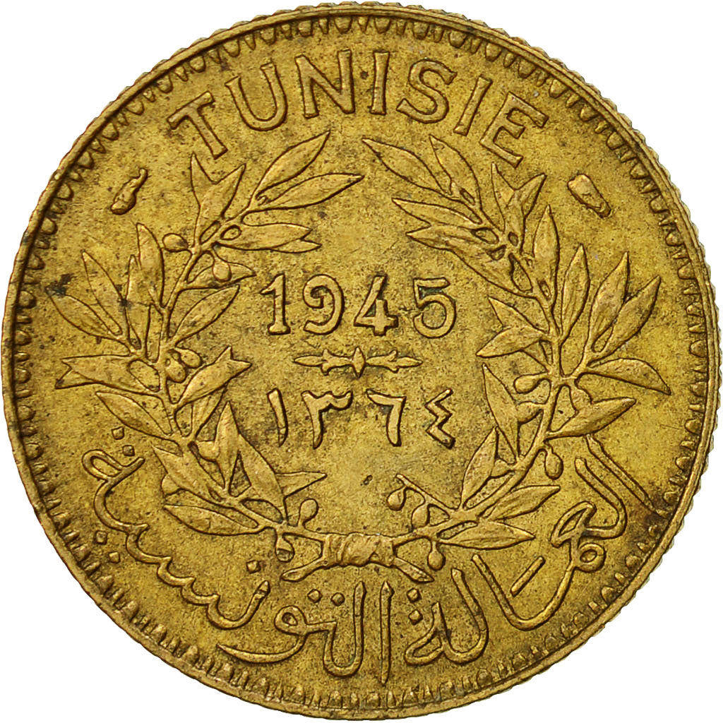 Coin, Tunisia, Anonymous, Franc, 1945, Paris, EF(40-45), Aluminum-Bronze, KM:247