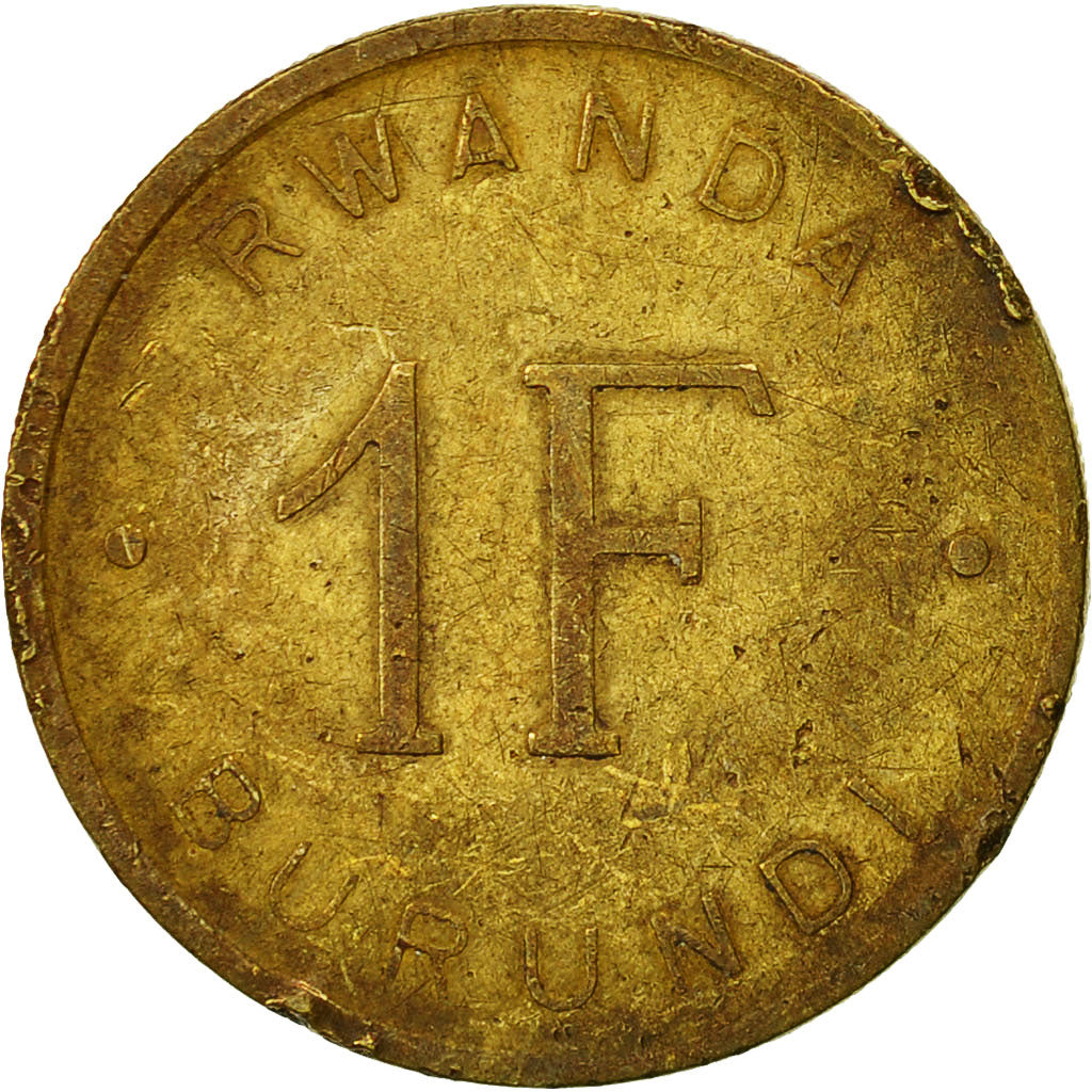 RWANDA & BURUNDI, Franc, 1960, MBC, Latón, KM:1