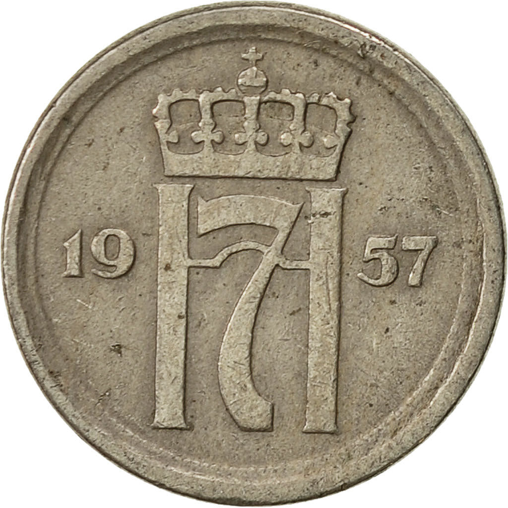 Monnaie, Norvège, Haakon VII, 10 Öre, 1957, TTB, Copper-nickel, KM:396