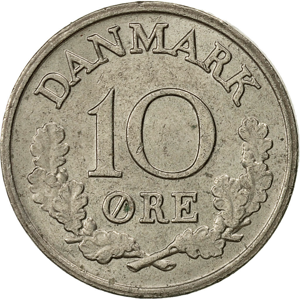 Moneta, Danimarca, Frederik IX, 10 Öre, 1967, Copenhagen, BB, Rame-nichel
