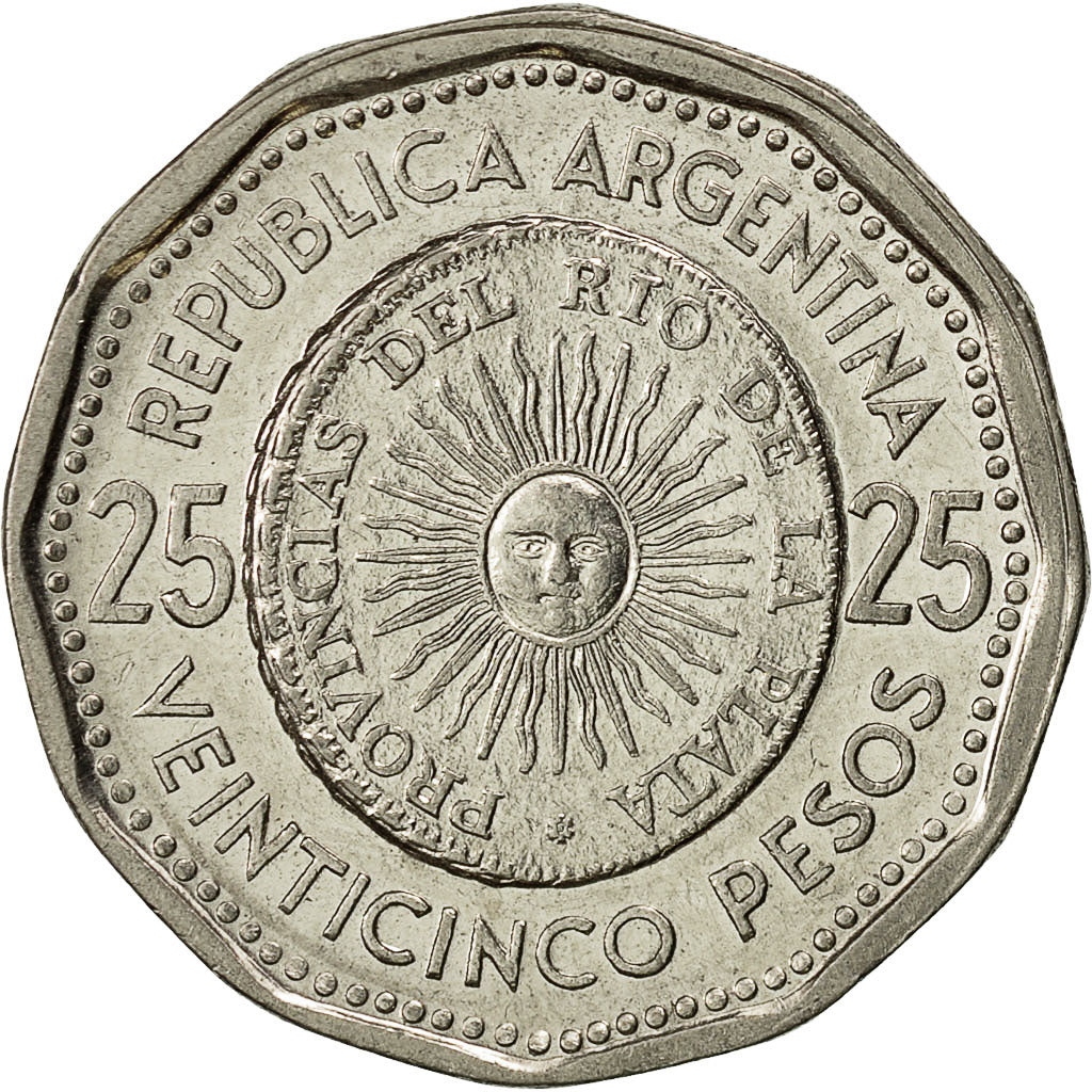 Coin, Argentina, 25 Pesos, 1966, AU(55-58), Nickel Clad Steel, KM:61