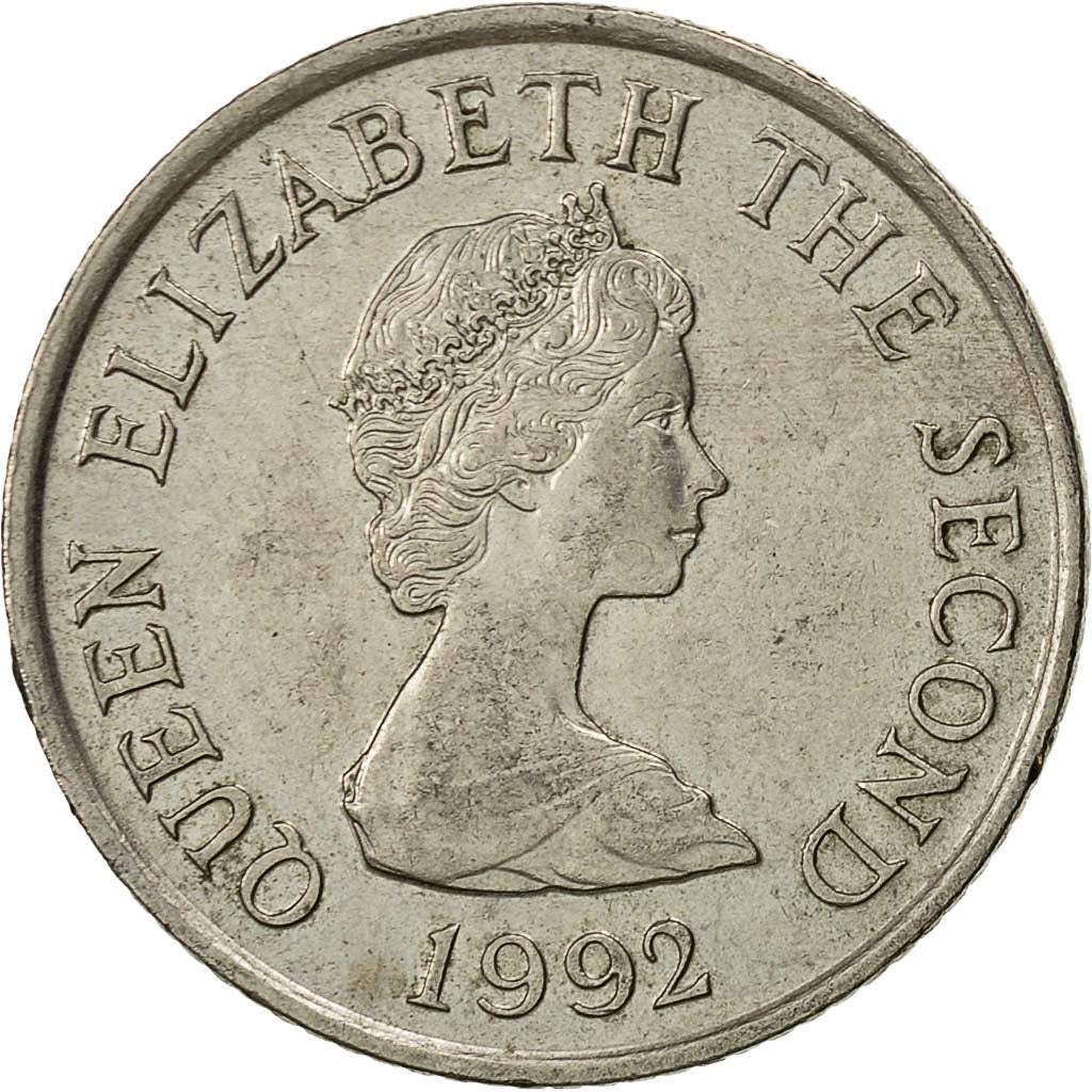 Moneda, Jersey, Elizabeth II, 10 Pence, 1992, MBC, Cobre - níquel, KM:57.2