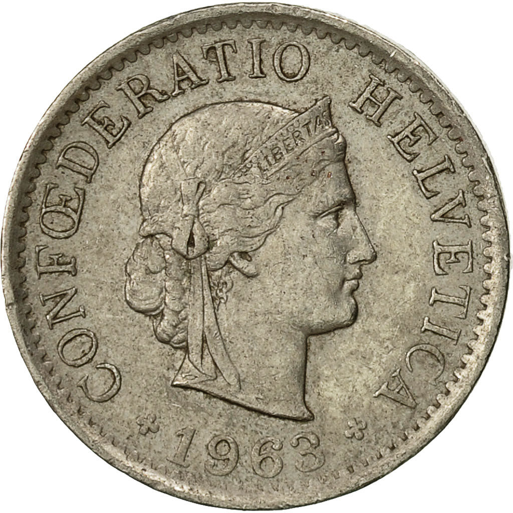 Coin, Switzerland, 5 Rappen, 1963, Bern, EF(40-45), Copper-nickel, KM:26