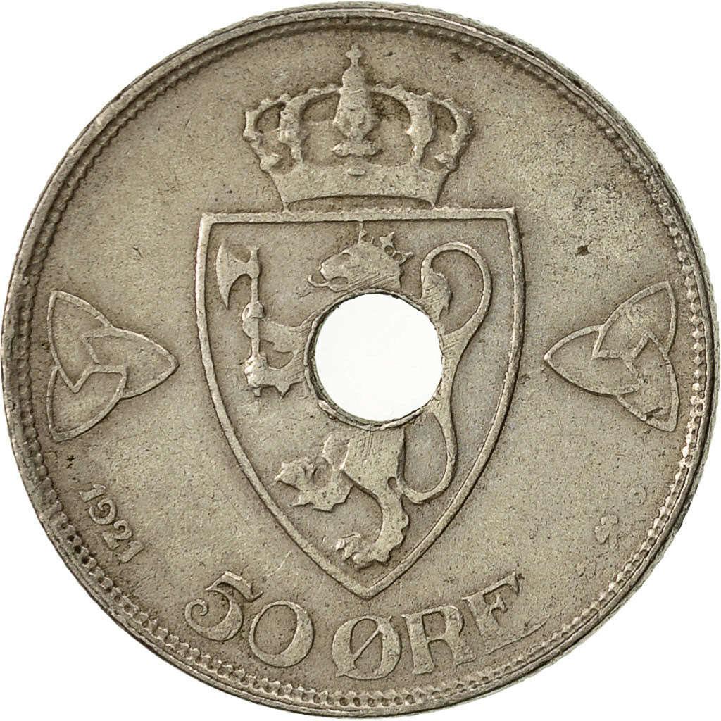 Norway, Haakon VII, 50 Öre, 1921, EF(40-45), Copper-nickel, KM:380