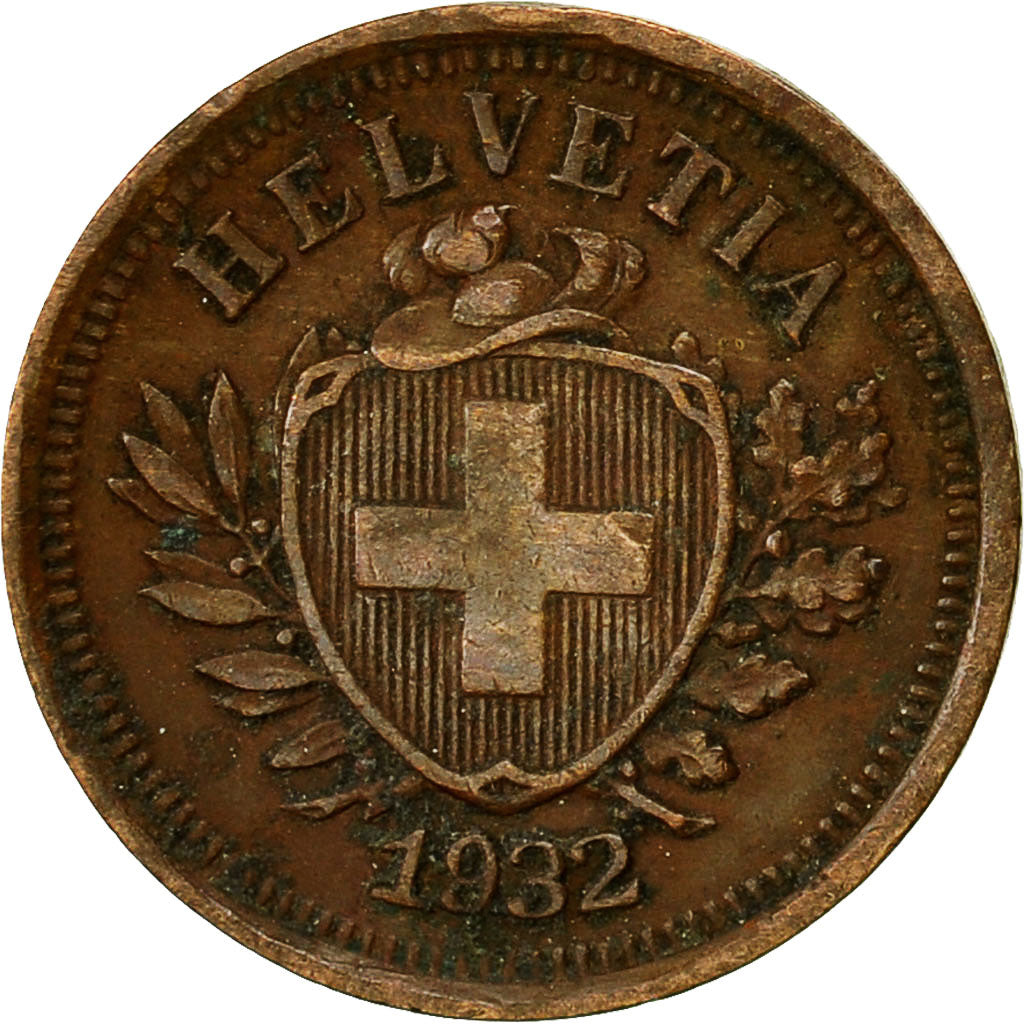 Coin, Switzerland, Rappen, 1932, Bern, EF(40-45), Bronze, KM:3.2