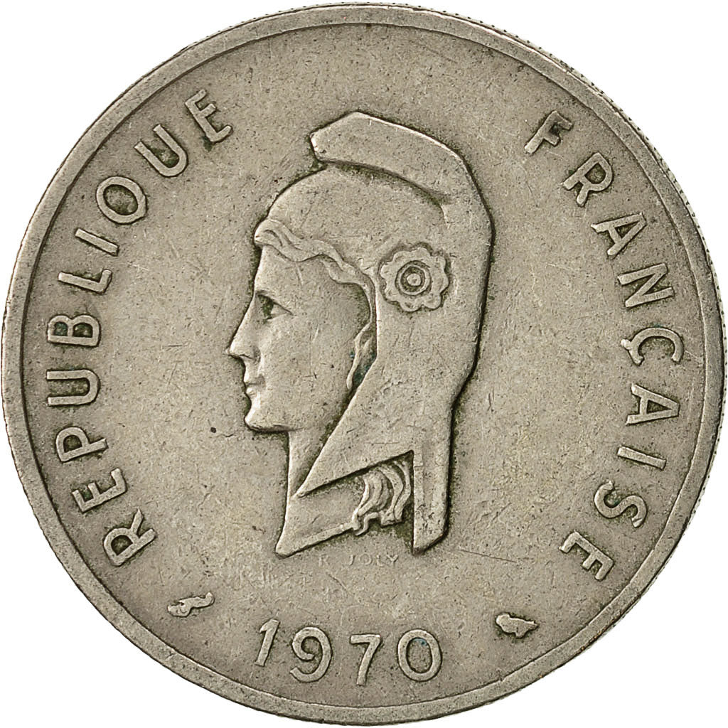 FRENCH AFARS & ISSAS, 50 Francs, 1970, Paris, EF(40-45), Copper-nickel, KM:18