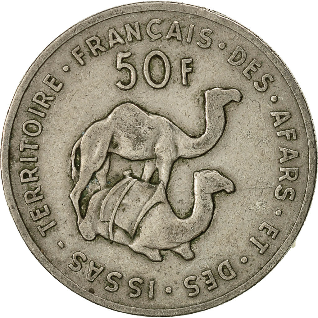 FRENCH AFARS & ISSAS, 50 Francs, 1970, Paris, EF(40-45), Copper-nickel, KM:18