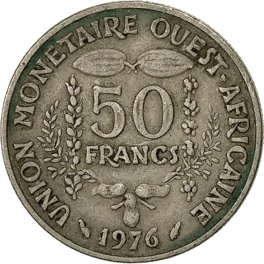 Coin, West African States, 50 Francs, 1976, Paris, EF(40-45), Copper-nickel