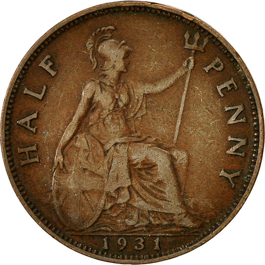 Moneta, Gran Bretagna, George V, 1/2 Penny, 1931, MB+, Bronzo, KM:837