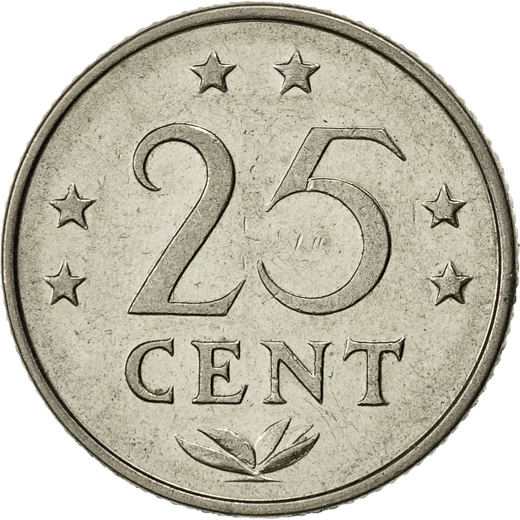 Moneta, Antille olandesi, Beatrix, 25 Cents, 1971, SPL-, Nichel, KM:11