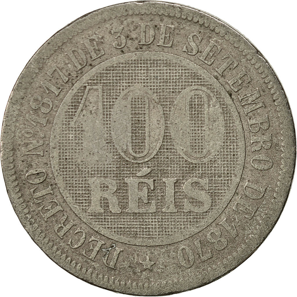 Munten, Brazilië, Pedro II, 100 Reis, 1886, ZG+, Copper-nickel, KM:483