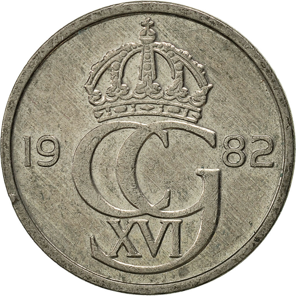 Coin, Sweden, Carl XVI Gustaf, 50 Öre, 1982, EF(40-45), Copper-nickel, KM:855
