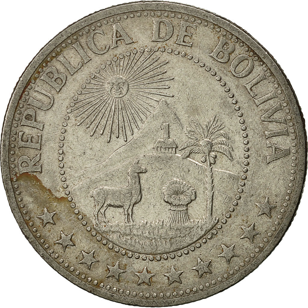 Moneda, Bolivia, Peso Boliviano, 1968, MBC, Níquel recubierto de acero, KM:192