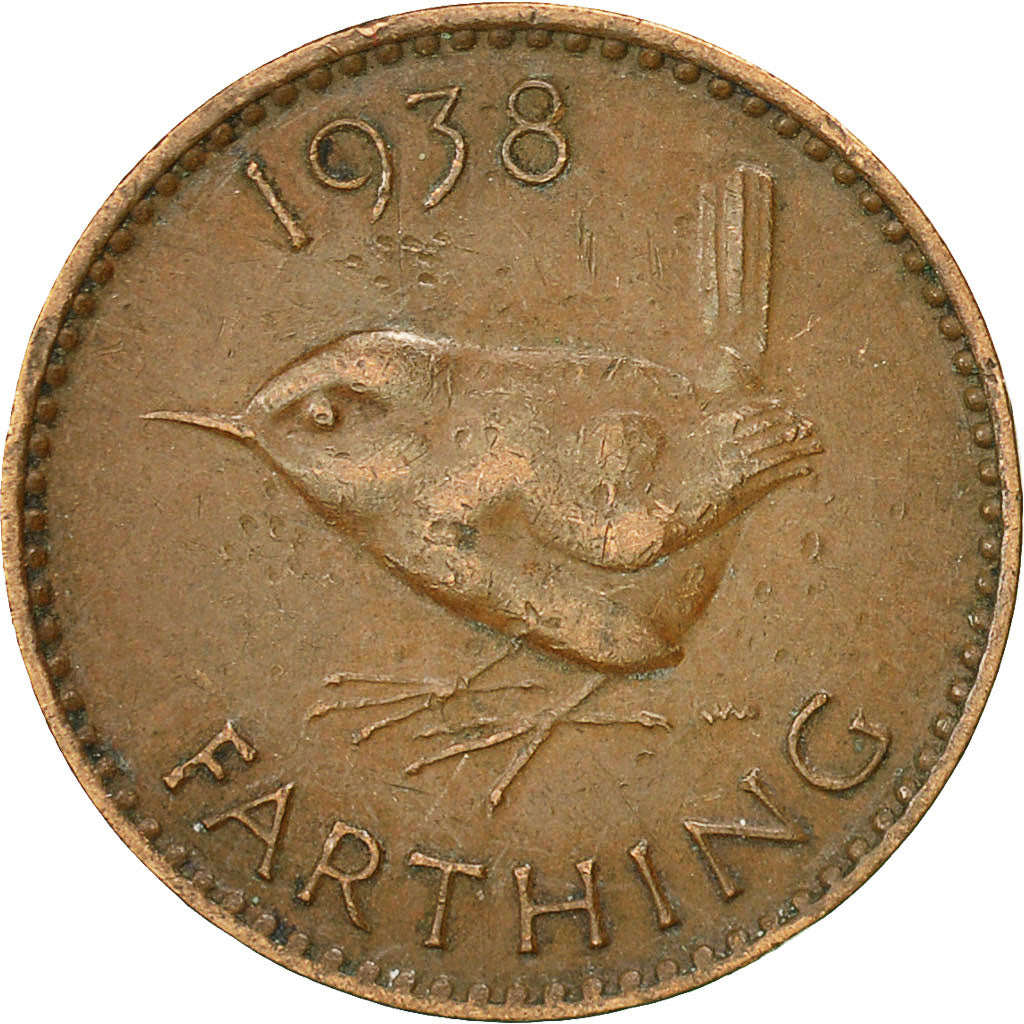 Gran Bretaña, George VI, Farthing, 1938, MBC, Bronce, KM:843