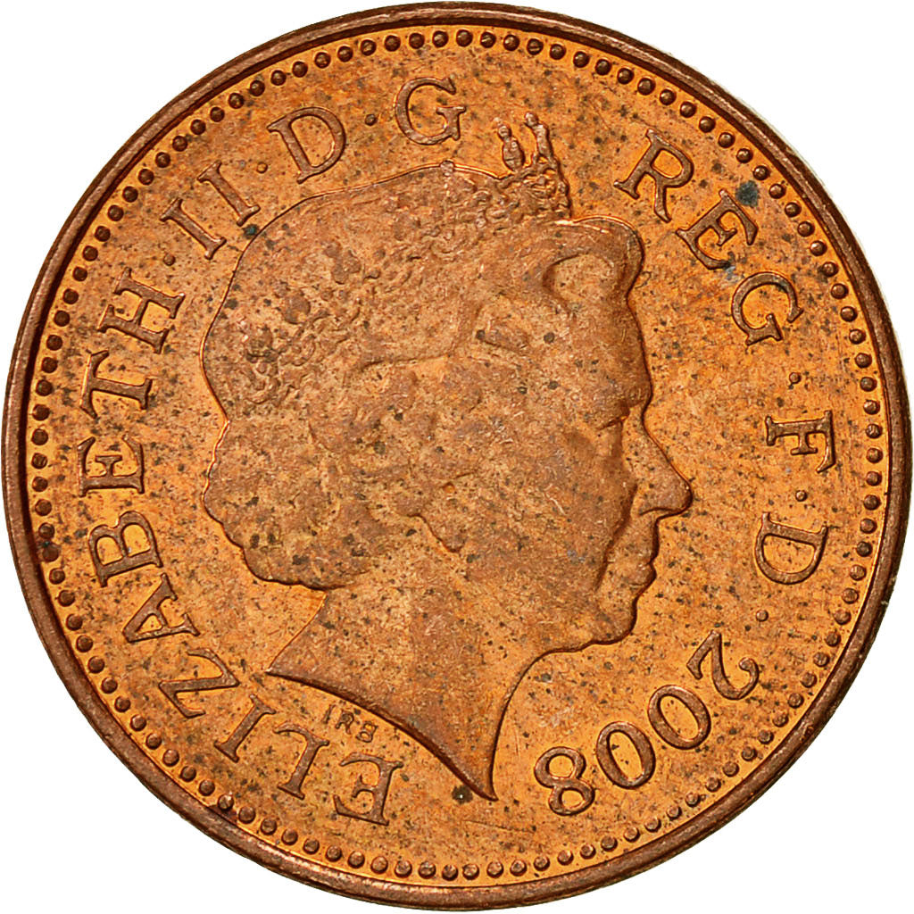 Coin, Great Britain, Elizabeth II, Penny, 2008, AU(55-58), Copper Plated Steel