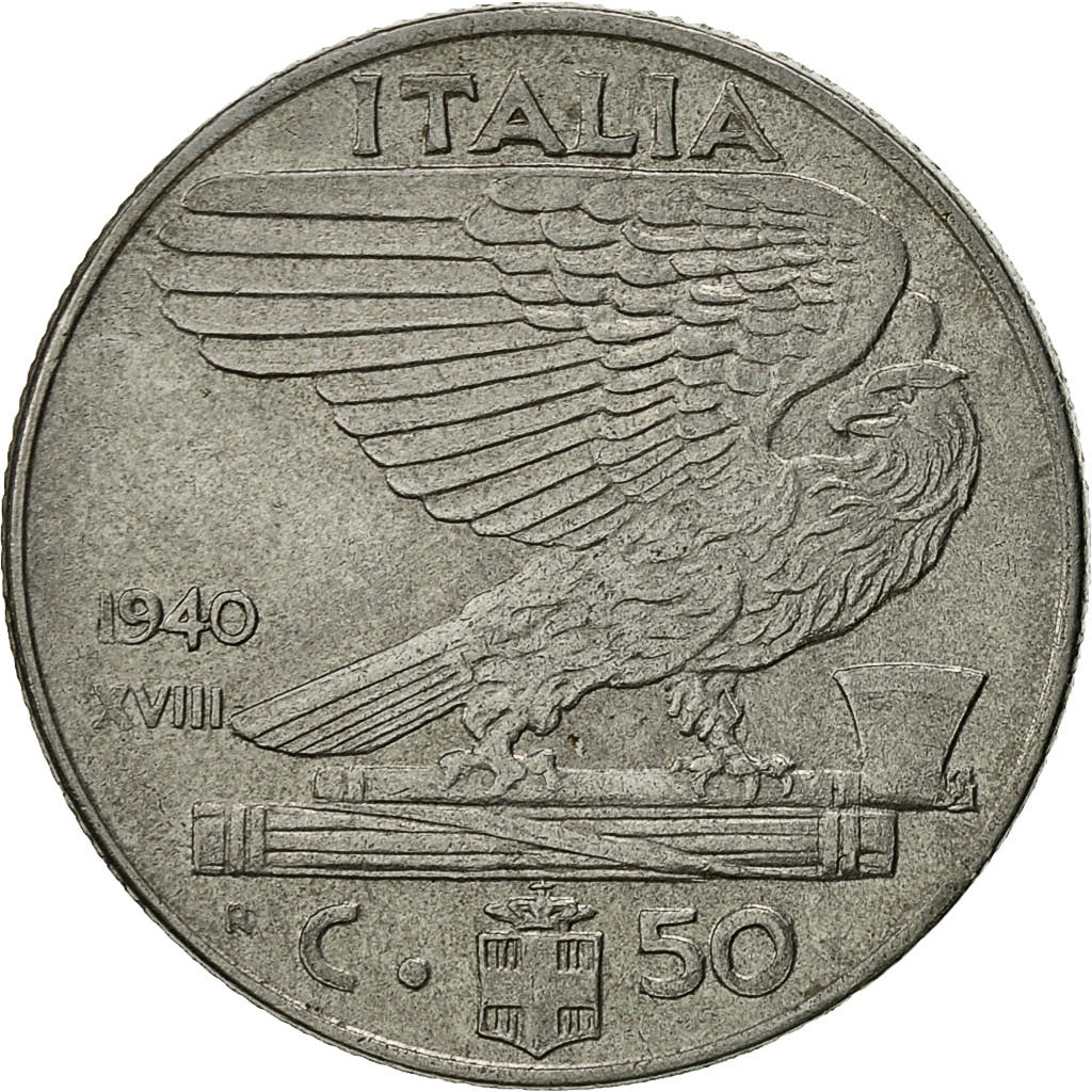 Moneta, Italia, Vittorio Emanuele III, 50 Centesimi, 1940, Rome, BB+, Acciaio