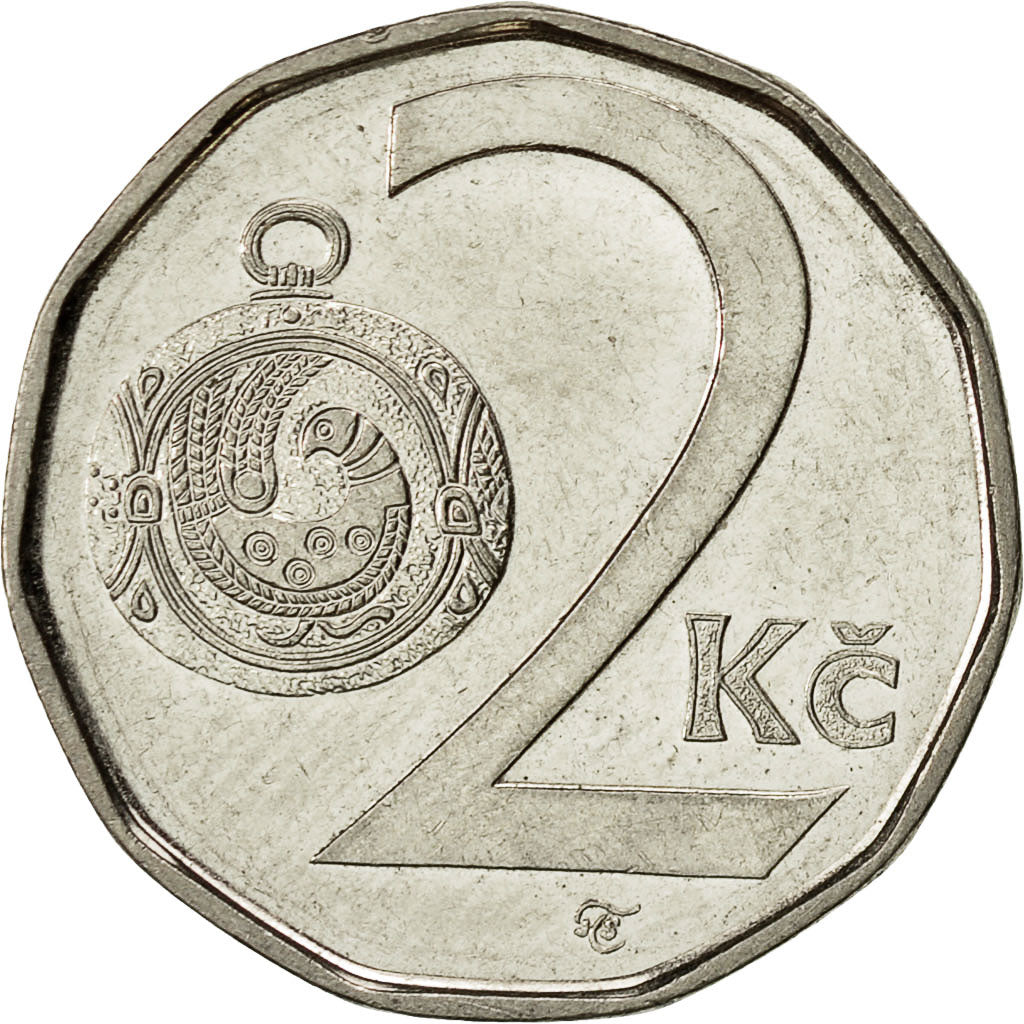 Münze, Tschechische Republik, 2 Koruny, 2001, VZ, Nickel plated steel, KM:9