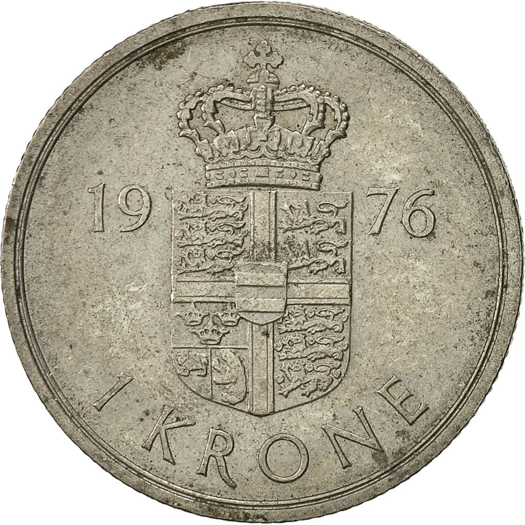 Münze, Dänemark, Margrethe II, Krone, 1976, Copenhagen, SS, Copper-nickel