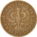Moneda, Polonia, 5 Groszy, 1937, Warsaw, MBC, Bronce, KM:10a