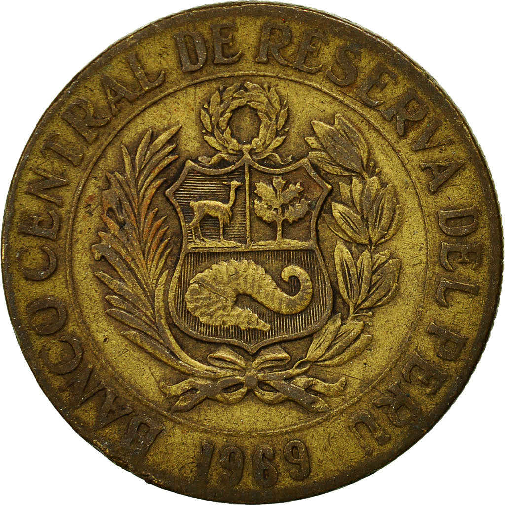 Munten, Peru, Sol, 1969, Lima, FR+, Tin, KM:248