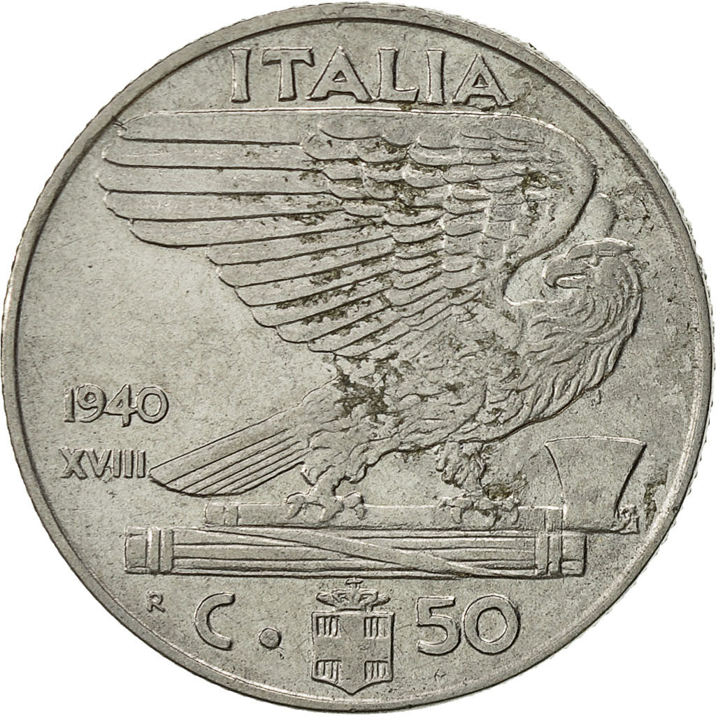 Coin, Italy, Vittorio Emanuele III, 50 Centesimi, 1940, Rome, AU(50-53)