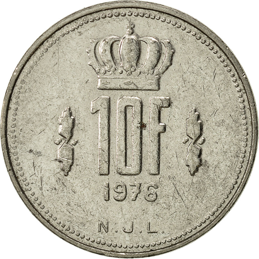 Moneda, Luxemburgo, Jean, 10 Francs, 1976, MBC, Níquel, KM:57