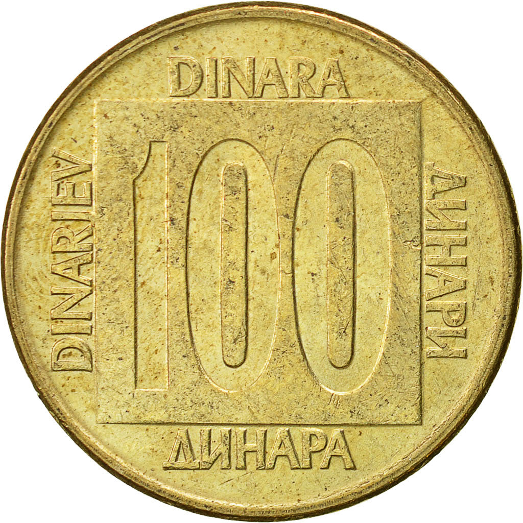 Münze, Jugoslawien, 100 Dinara, 1989, SS+, Messing, KM:134