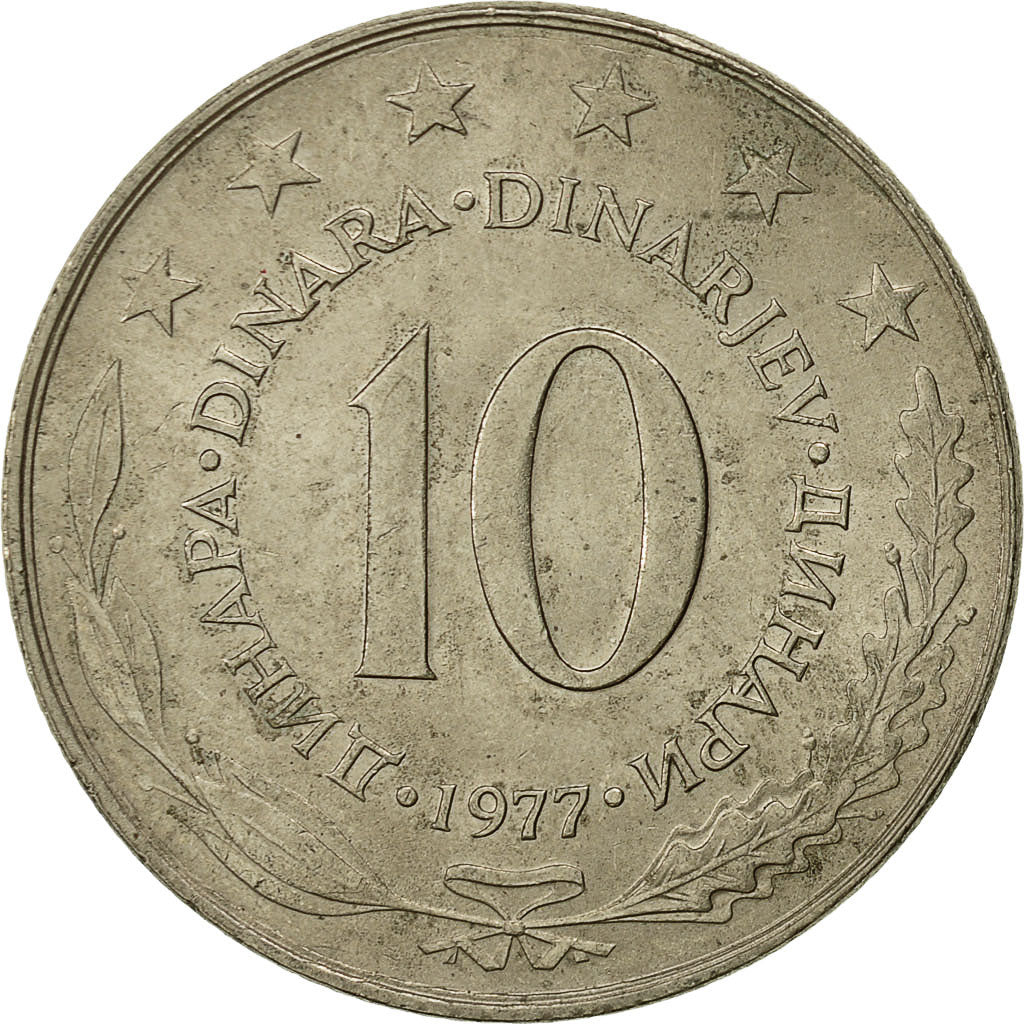 Münze, Jugoslawien, 10 Dinara, 1977, SS+, Copper-nickel, KM:62