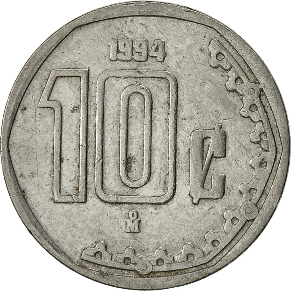 Moneta, Mexico, 10 Centavos, 1994, Mexico City, EF(40-45), Stal nierdzewna