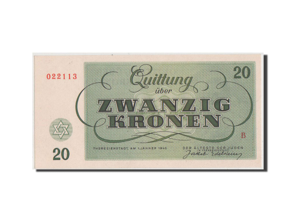 Billete, 20 Kronen, 1943, Checoslovaquia, UNC