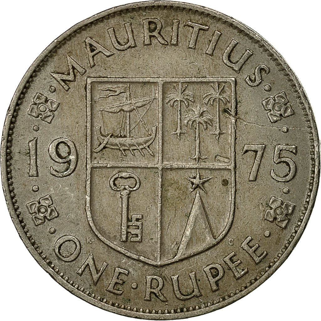 Coin, Mauritius, Elizabeth II, Rupee, 1975, EF(40-45), Copper-nickel, KM:35.1