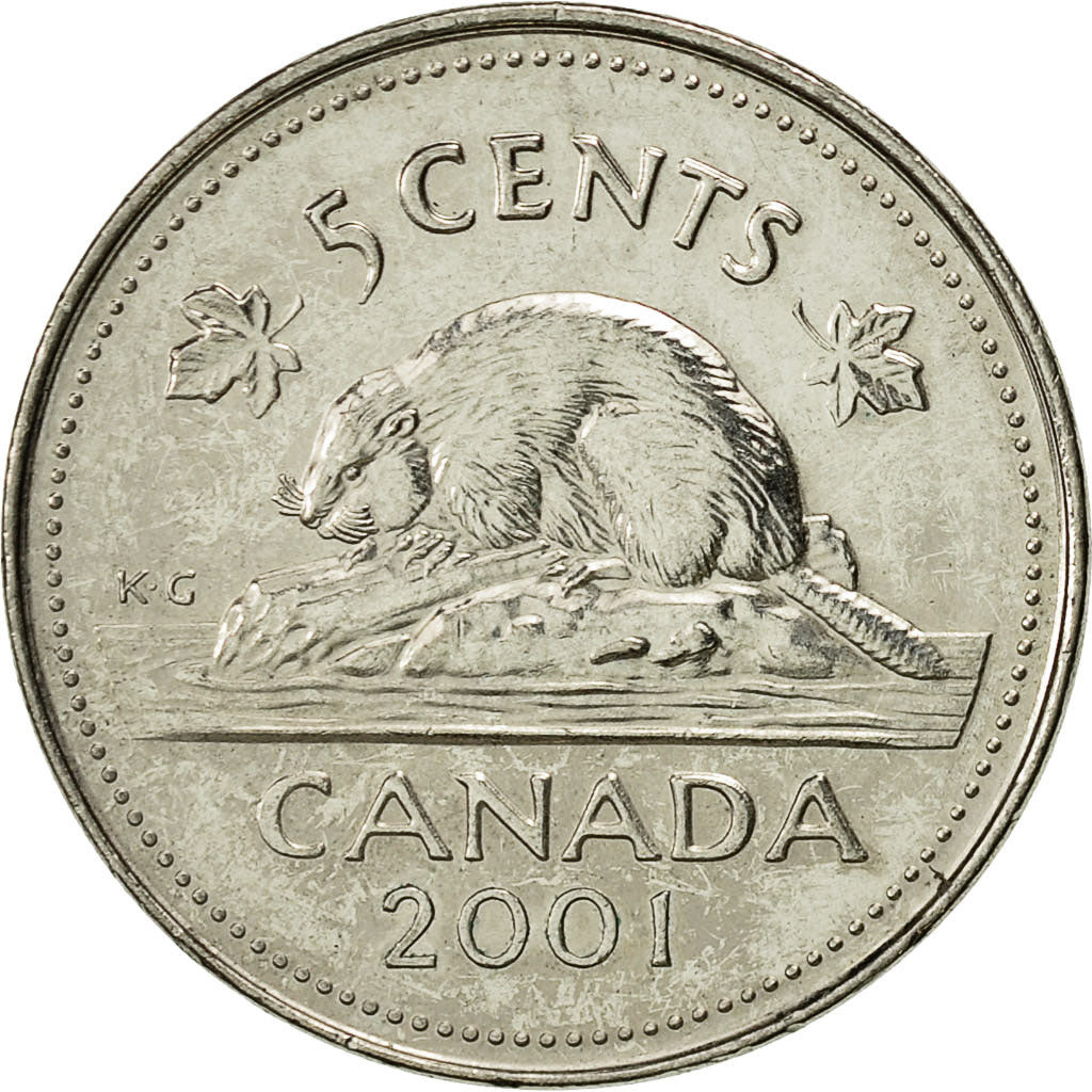 Coin, Canada, Elizabeth II, 5 Cents, 2001, Royal Canadian Mint, Ottawa