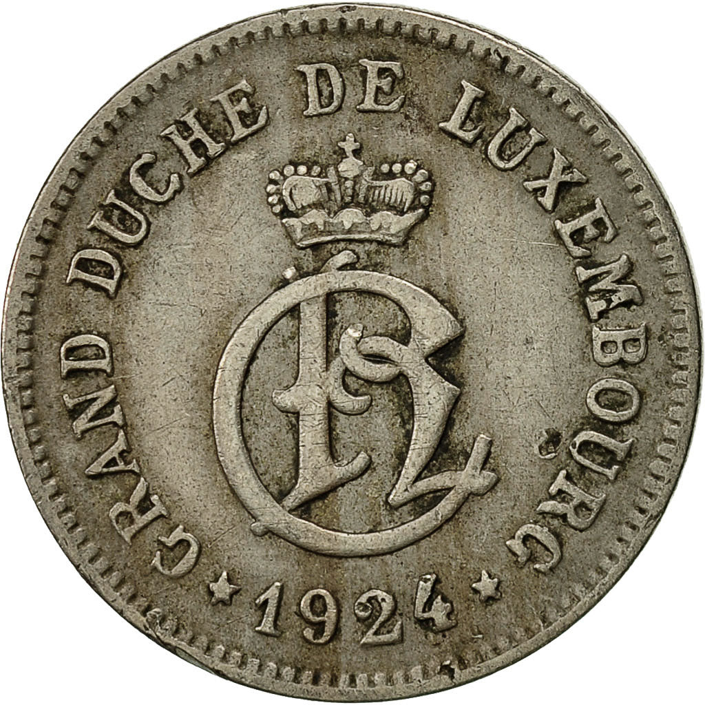 Coin, Luxembourg, Charlotte, 10 Centimes, 1924, EF(40-45), Copper-nickel, KM:34