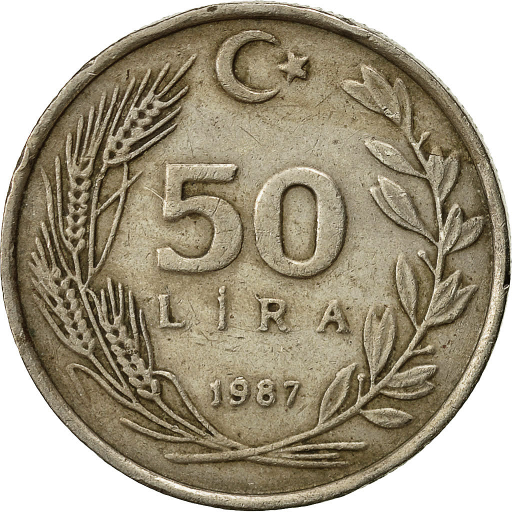 Moneta, Turchia, 50 Lira, 1987, BB, Rame-nichel-zinco, KM:966