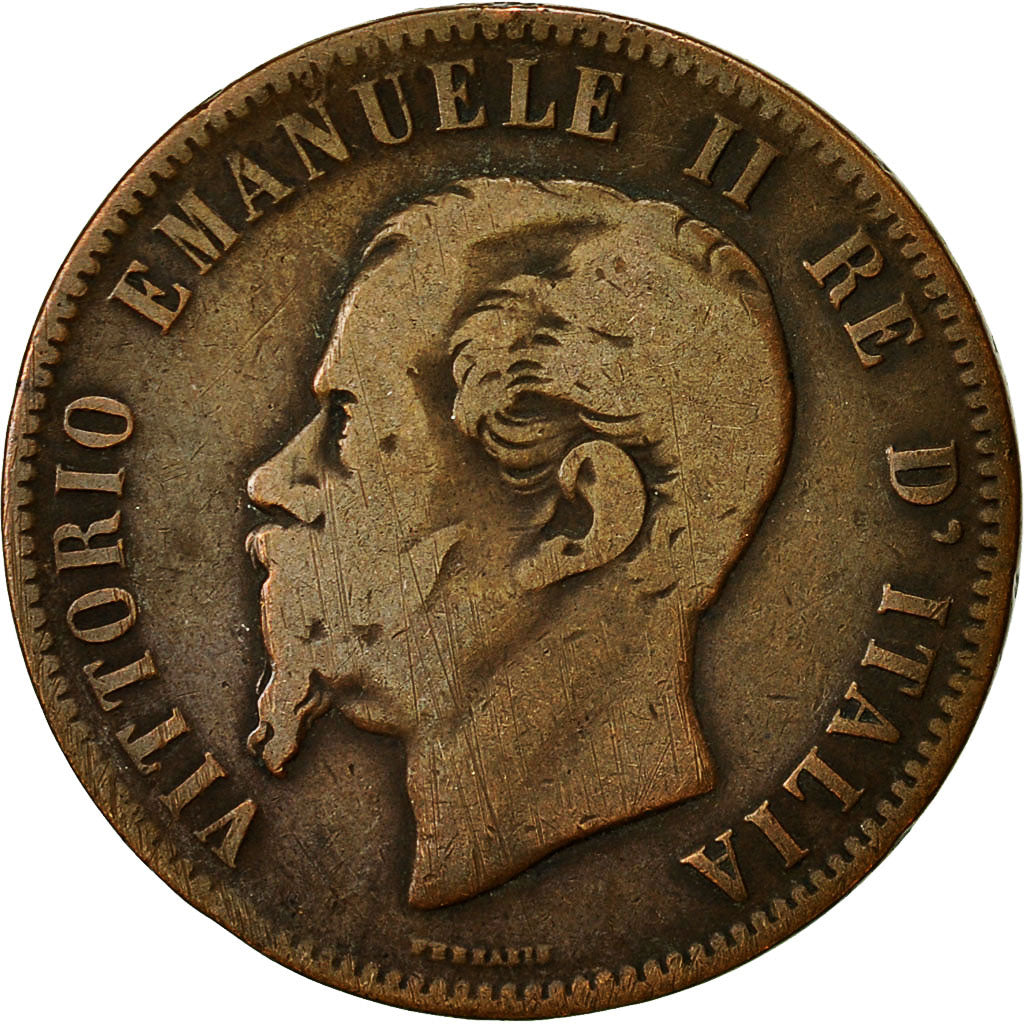 Coin, Italy, Vittorio Emanuele II, 10 Centesimi, 1862, VF(20-25), Copper