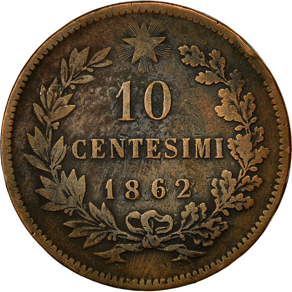 Coin, Italy, Vittorio Emanuele II, 10 Centesimi, 1862, VF(20-25), Copper