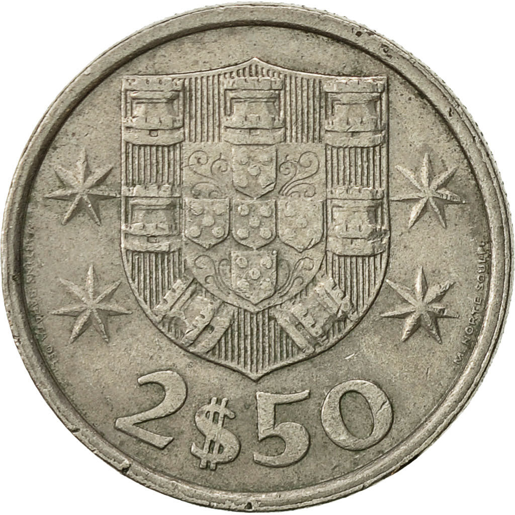 Coin, Portugal, 2-1/2 Escudos, 1982, EF(40-45), Copper-nickel, KM:590