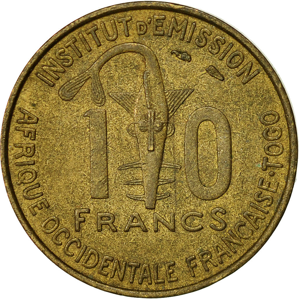 Coin, French West Africa, 10 Francs, 1957, Paris, EF(40-45), Aluminum-Bronze