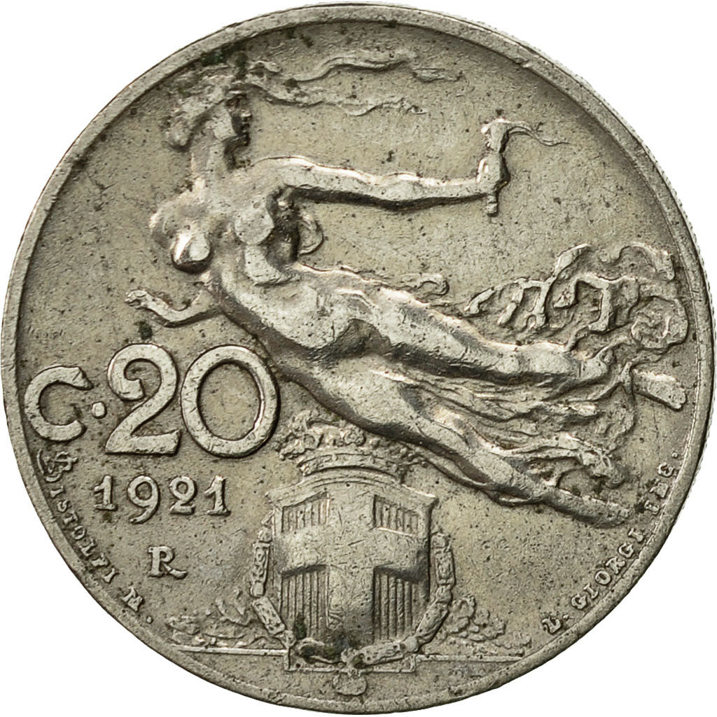 Münze, Italien, Vittorio Emanuele III, 20 Centesimi, 1921, Rome, SS, Nickel