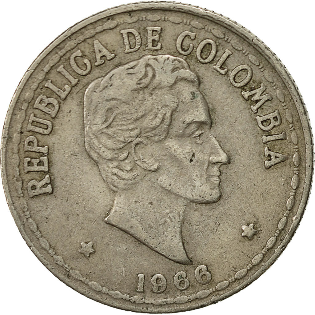 Münze, Kolumbien, 20 Centavos, 1966, SS, Copper-nickel, KM:215.3