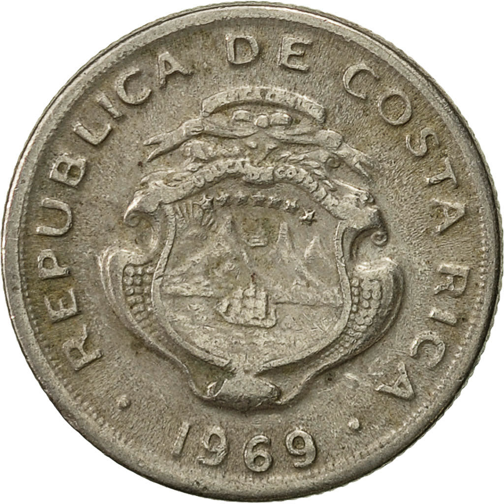 Coin, Costa Rica, 10 Centimos, 1969, EF(40-45), Copper-nickel, KM:185.2